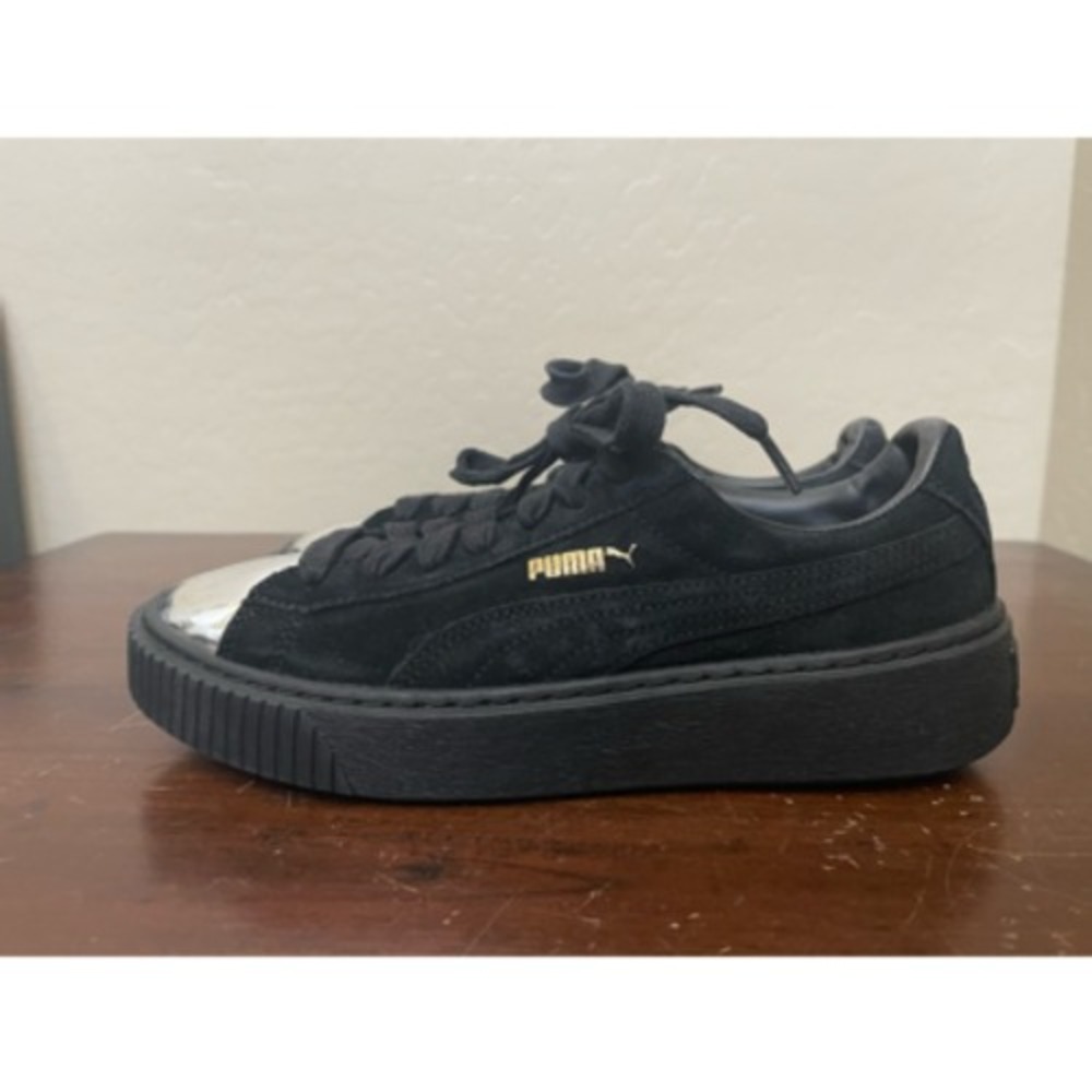 Puma Womens Sneaker Shoes Black Gold 36222202 Low Top Lace Up 8 M